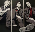 Green Day Triptych – Painting by Kerry Harris