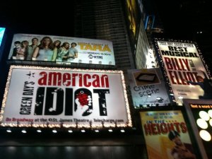 Night View, American Idiot on Broadway Billboard. Photo by Tanya Elder.